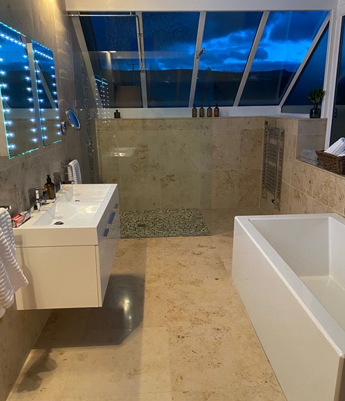 Valentino and the Celtic Plumbing & Tiling team completing a bathroom renovation in Pembrokeshire